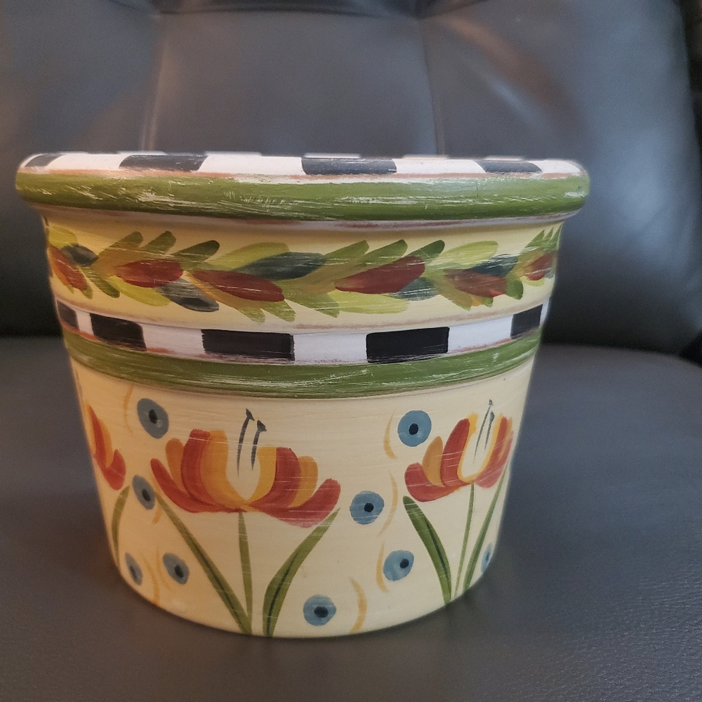 Whimsical hand painted pot